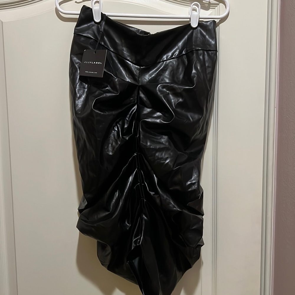 JLUX label black faux leather skirt